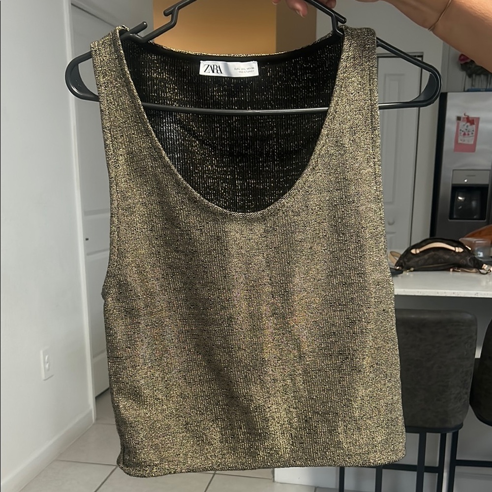 Zara Metallic Gold Tank Top